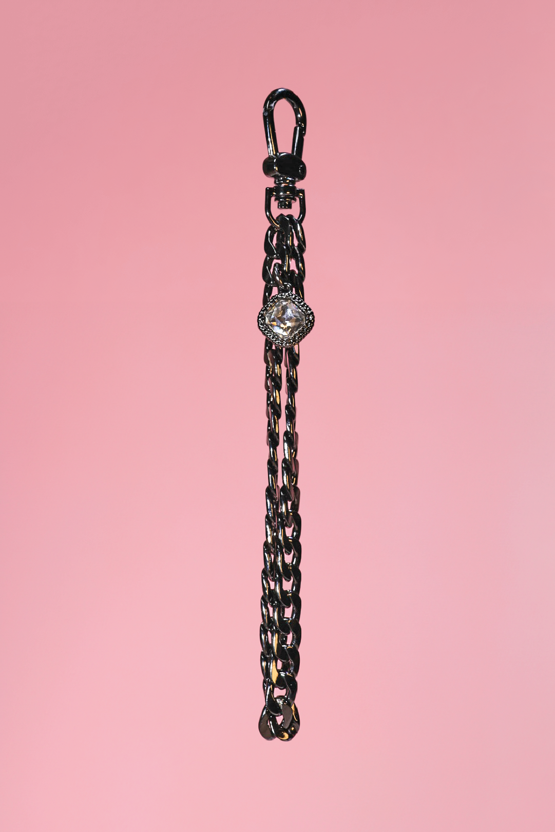 Gun Metal with Clear Charm