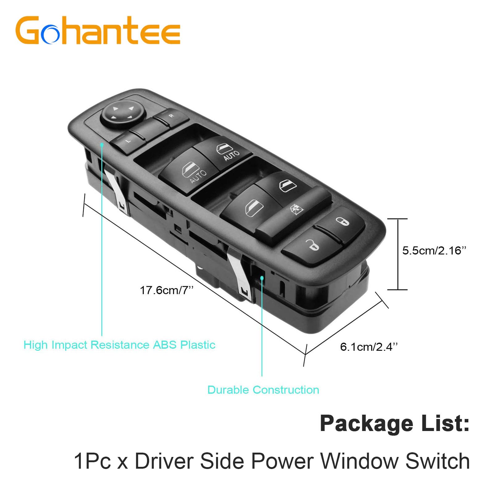 Master Power Window Switch 68231805AA - Front Left Driver Side Replacement for Chrysler 200/300, Dodge Charger, Ram 4-Door - Compatible with 68139805AB, 68139805AA, 56046823AC - Easy DIY Installation for Smooth Window Operation