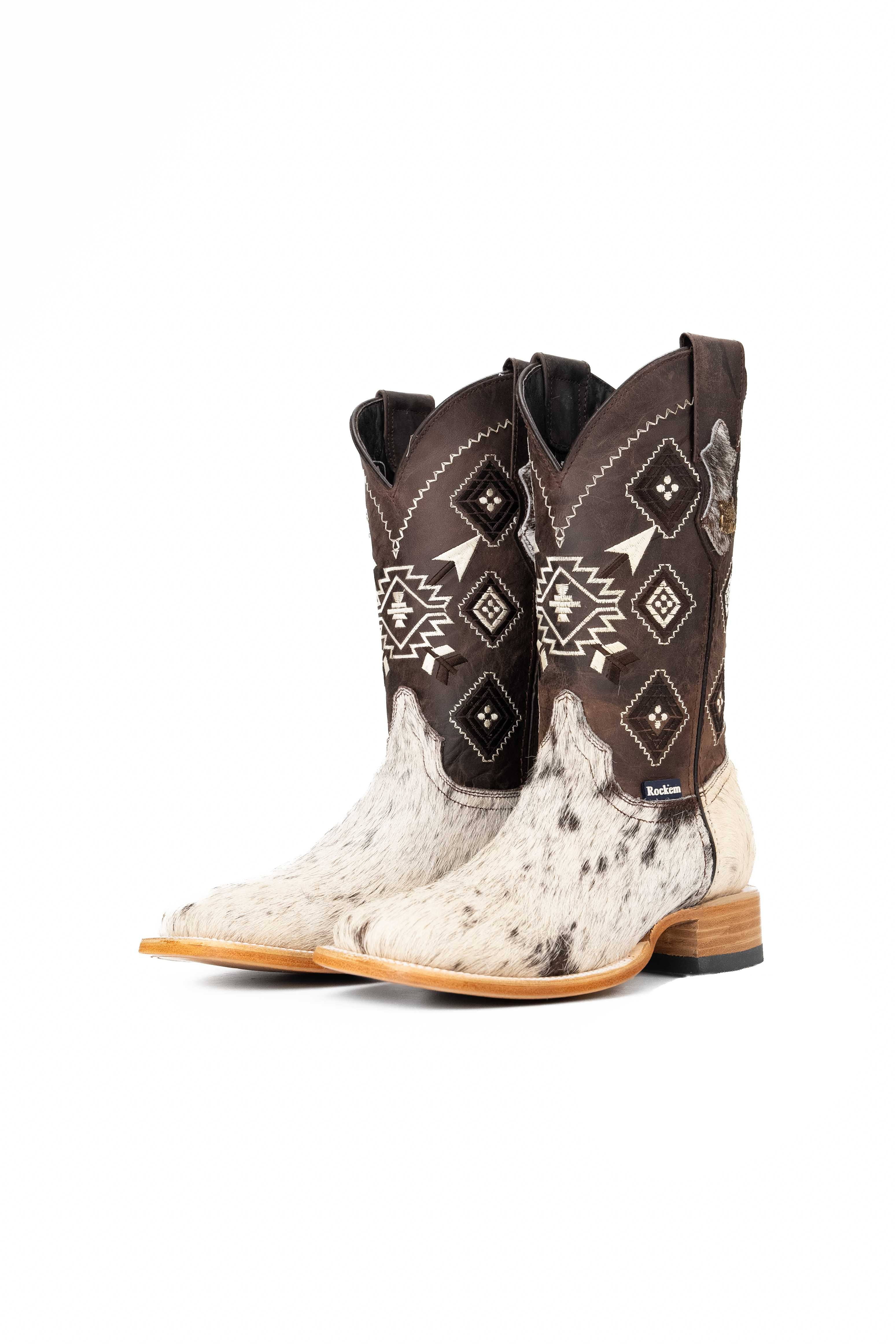 Authentic Men's Cowhide Square Toe Cowboy Boots - Size 7.5 (US) - Durable & Comfortable Western Boots for Rodeo, Country Dancing & Outdoor Adventures