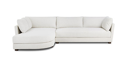 Pertuis 122 Left Facing Bumper Sectional Sofa - Modern L-Shaped Couch for Living Room, Home Theater & Family Gatherings