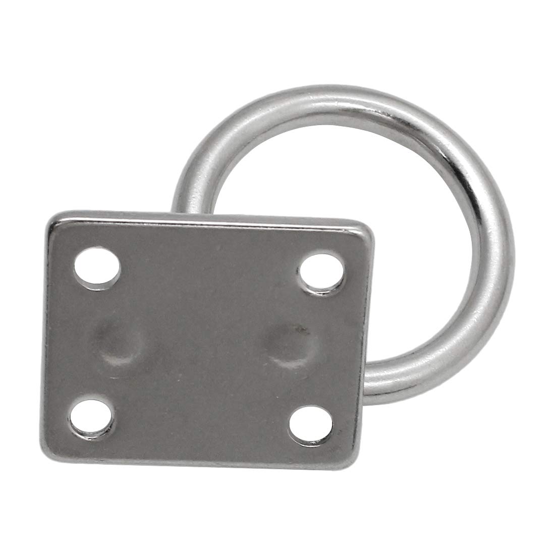 4Pcs Heavy Duty Stainless Steel M5 Rectangle Pad Eye Plate with Ring Hook - Wall Mount & Ceiling Bracket for Yoga Swings, Hammocks, Boat Rigging, Suspension Training Straps - Perfect for Home Gym, Outdoor Activities and Marine Use