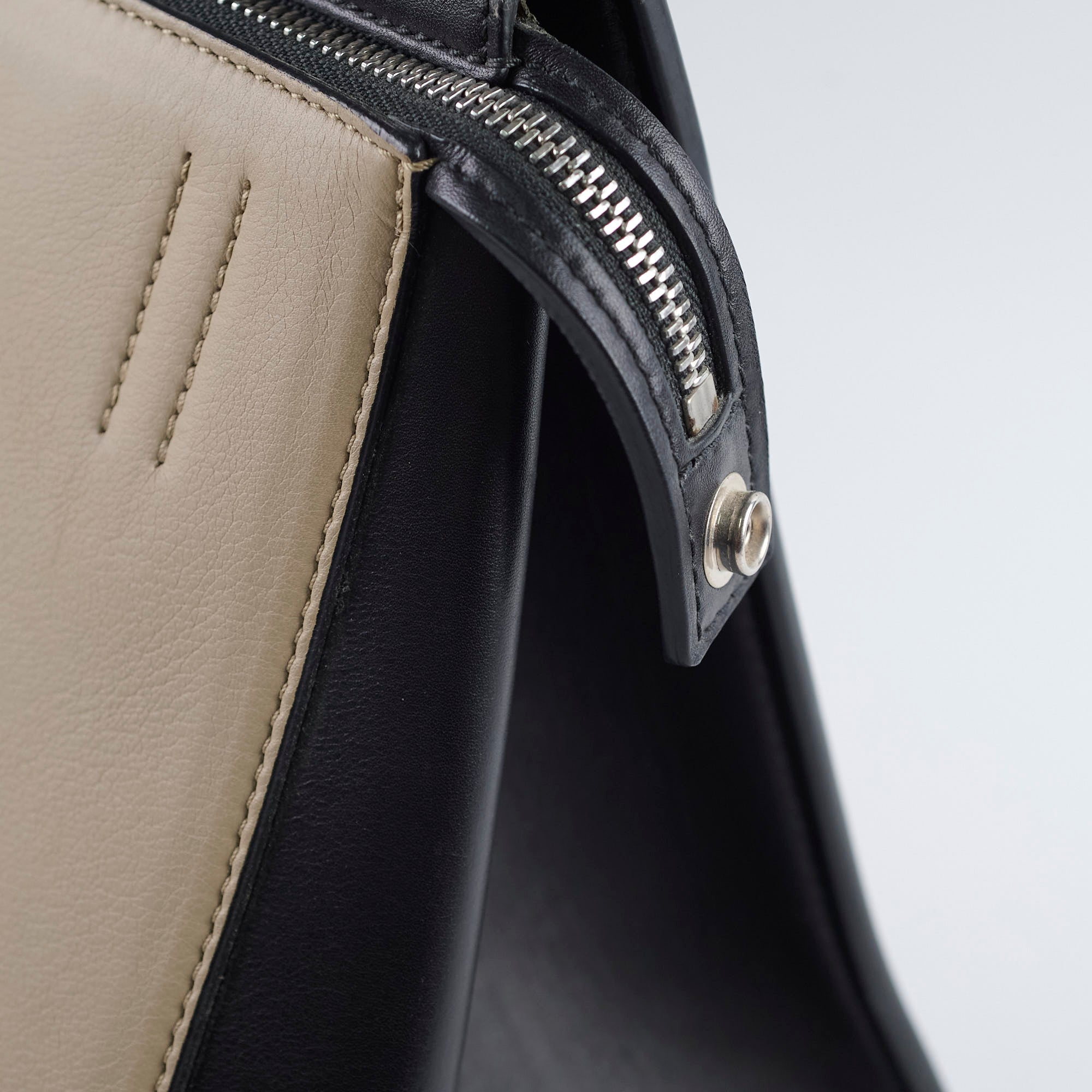 Celine Edge Medium Shoulder Bag in Beige & Black - Luxury Leather Handbag for Women | Perfect for Work, Travel & Everyday Use