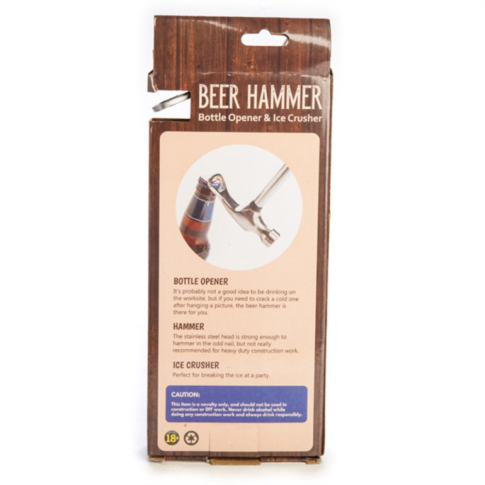 Stainless Steel Beer Hammer Bottle Opener & Ice Crusher - Bar Tool for Opening Bottles and Crushing Ice - Perfect for Home Bars, Parties, and Outdoor Camping