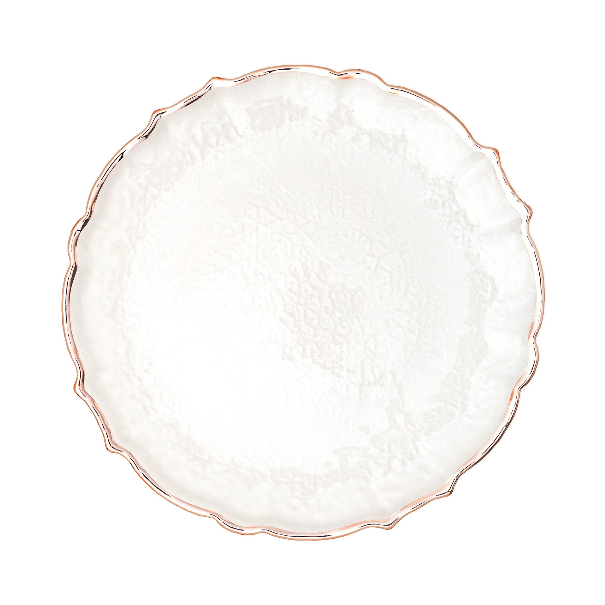 Elegant Scalloped Glass Charger Plate Set of 8 - 13 Inch Rose Gold Gloss Finish for Wedding, Party, Dinner, Quinceanera & Special Events - Perfect for Table Decor, Buffet Serving & Formal Dining