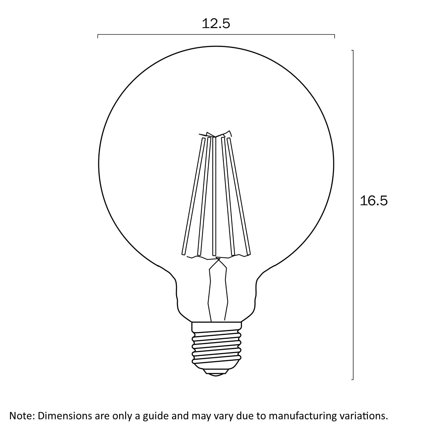 8W E27 LED 4000K Warm White Dimmable G125 Globe Light Bulb - Perfect for Bedroom, Living Room, and Office Lighting