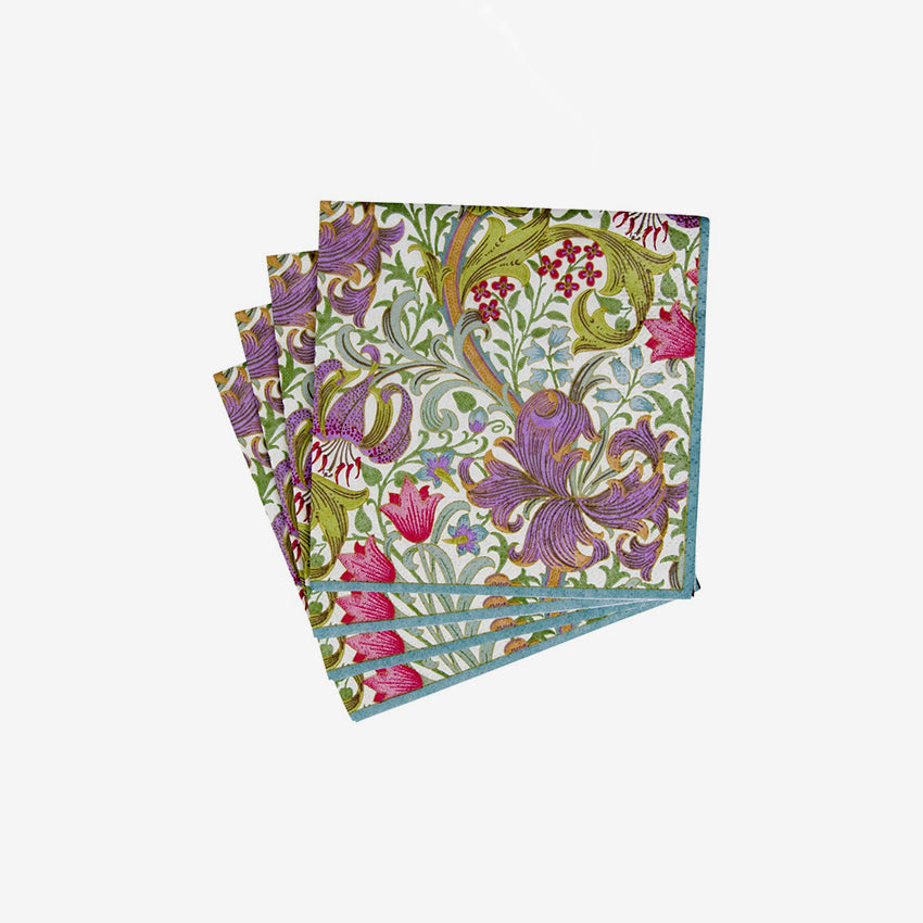 Caspari Golden Lily Ivory Napkins - Premium Linen Dinner Napkins for Formal Dining, Wedding, and Special Occasions