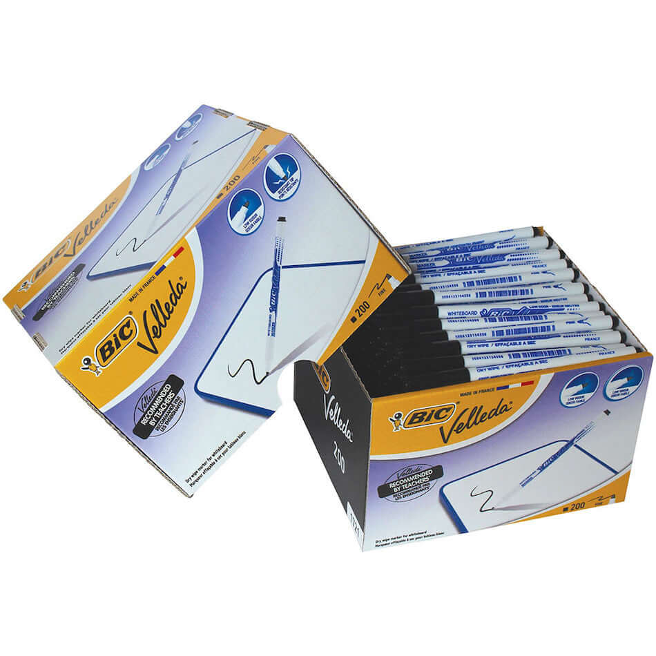 BIC Velleda 1721 Dry Erase Markers - 200 Count Black Whiteboard Markers for Office, Classroom & Home Use - Ideal for Whiteboards, Glass Boards & Flip Charts