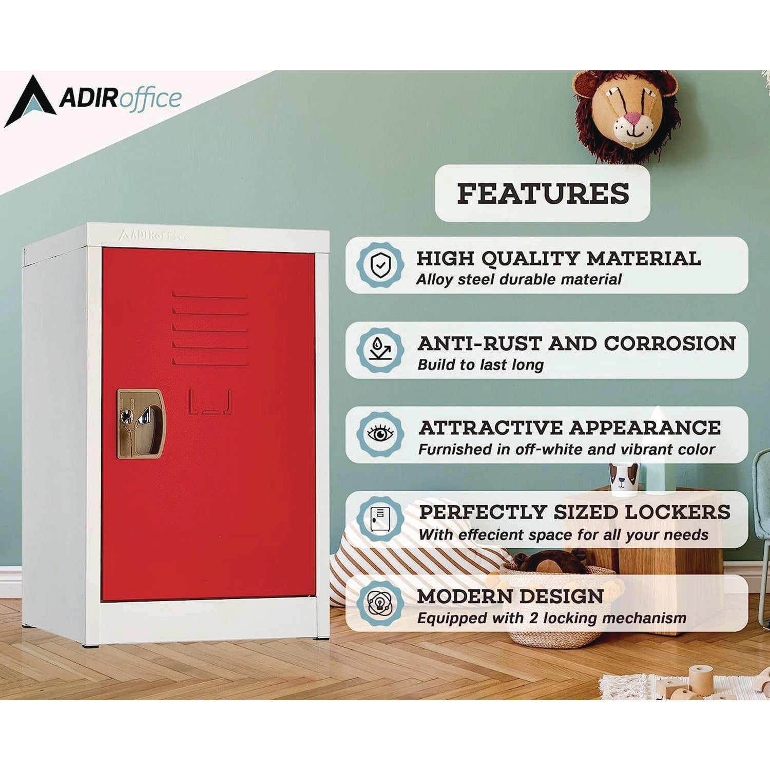 AdirOffice Steel Storage Locker - 1 Compartment Metal Cabinet (15