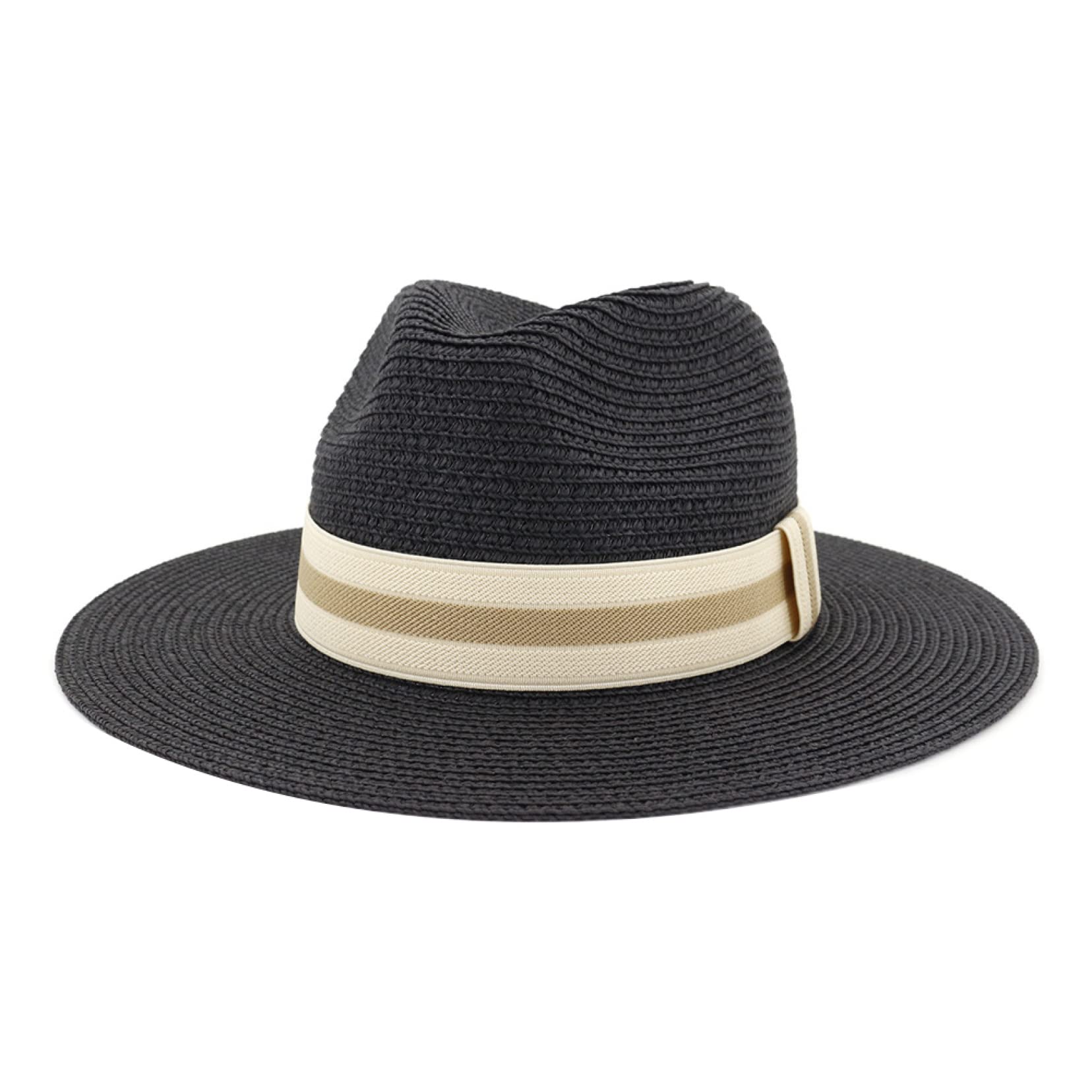 Stylish Navy Blue British Summer Straw Hat for Men & Women - Vintage Jazz Fedora Sombrero for Travel, Beach & Outdoor Activities