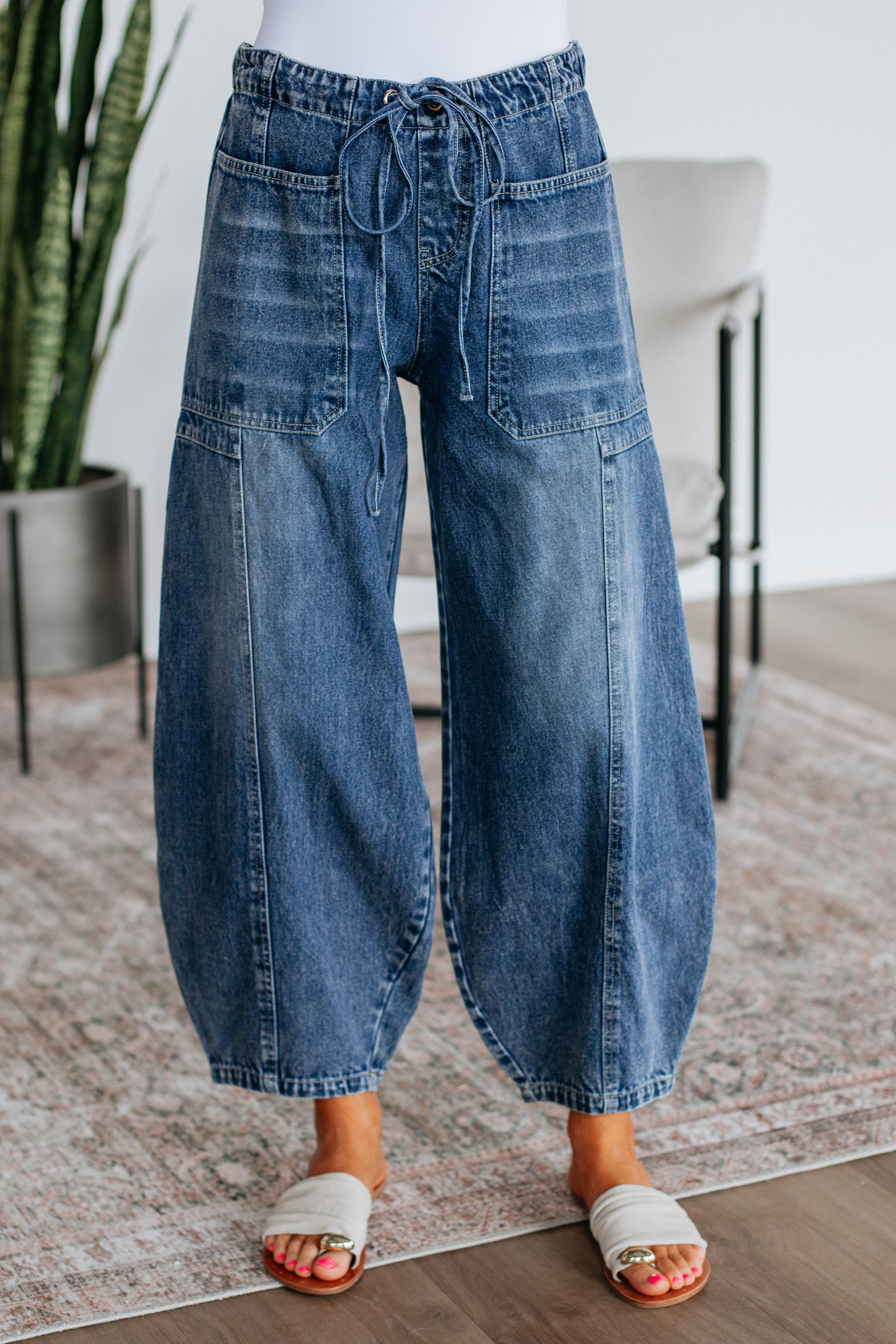 Bradwell Denim Barrel Pants - Dark Wash Jeans for Women | High Waisted Wide Leg Trousers | Perfect for Casual Wear, Office Outfits & Street Style Fashion