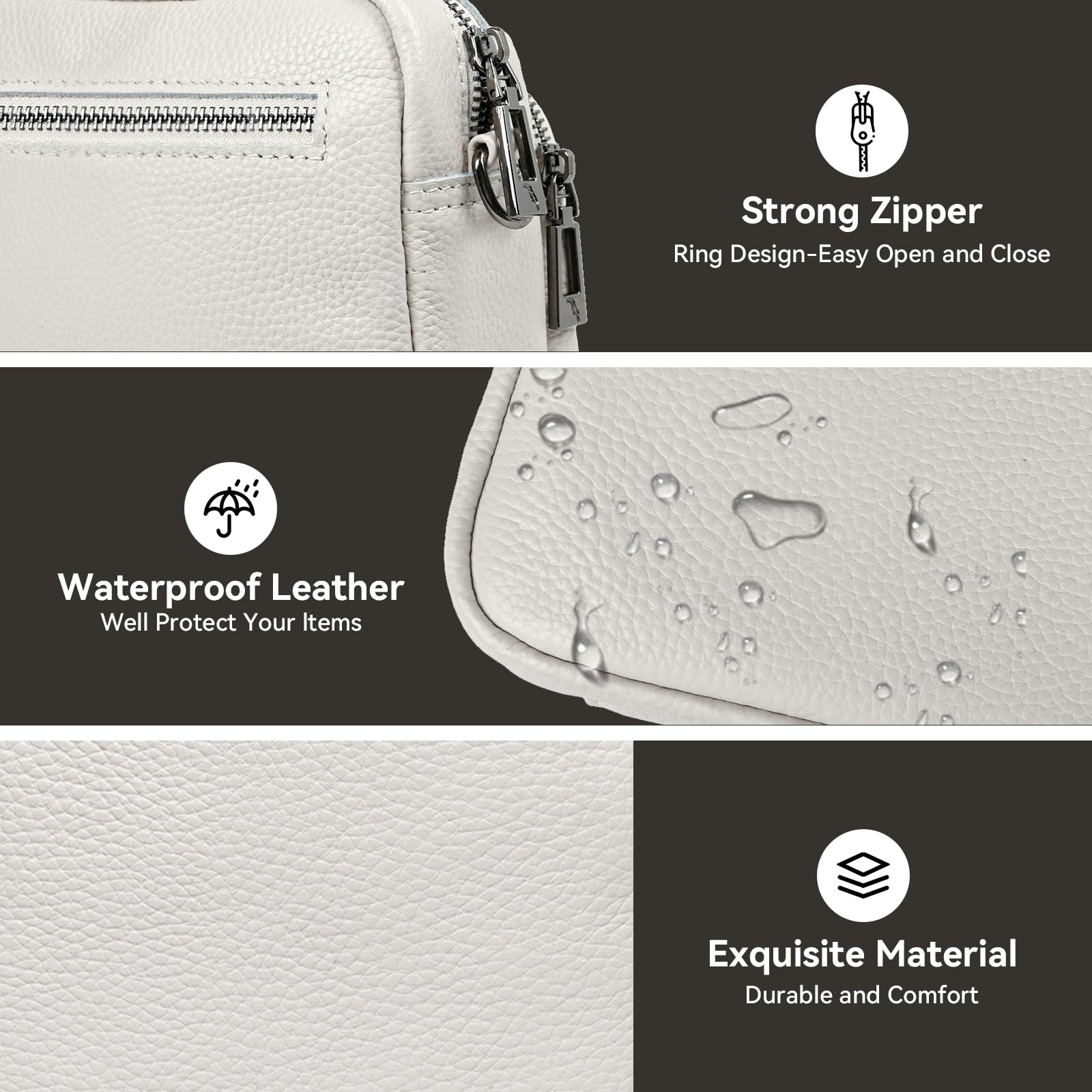 DXIOKO Genuine Leather Crossbody Bags for Women - Adjustable Wide Strap Small Handbag & Shoulder Purse - Stylish Camera Bag for Everyday Use, Travel & Work