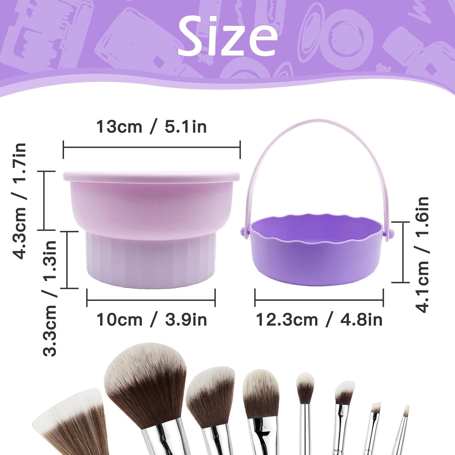 Foldable 3-in-1 Makeup Brush Cleaning Bowl with Handle - Portable Travel Beauty Brush Scrubber, Reusable Cleaner Mat & Dryer Tray | Perfect for Home, Salon & Travel Makeup Brush Care