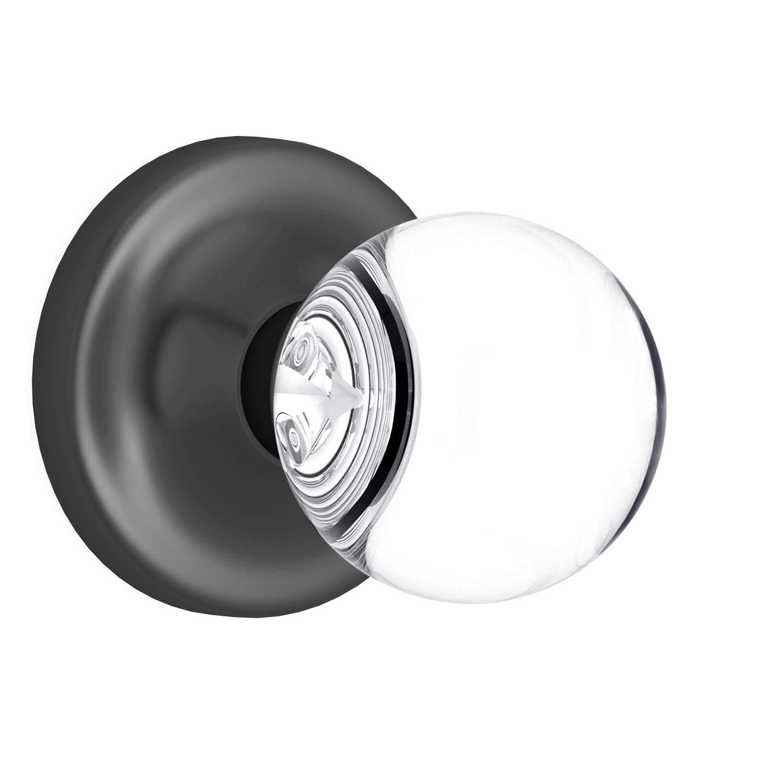 (7 Pack) Dark Grey Crystal Privacy Door Knobs with Round Rosette - Perfect for Bedrooms, Bathrooms & Interior Doors