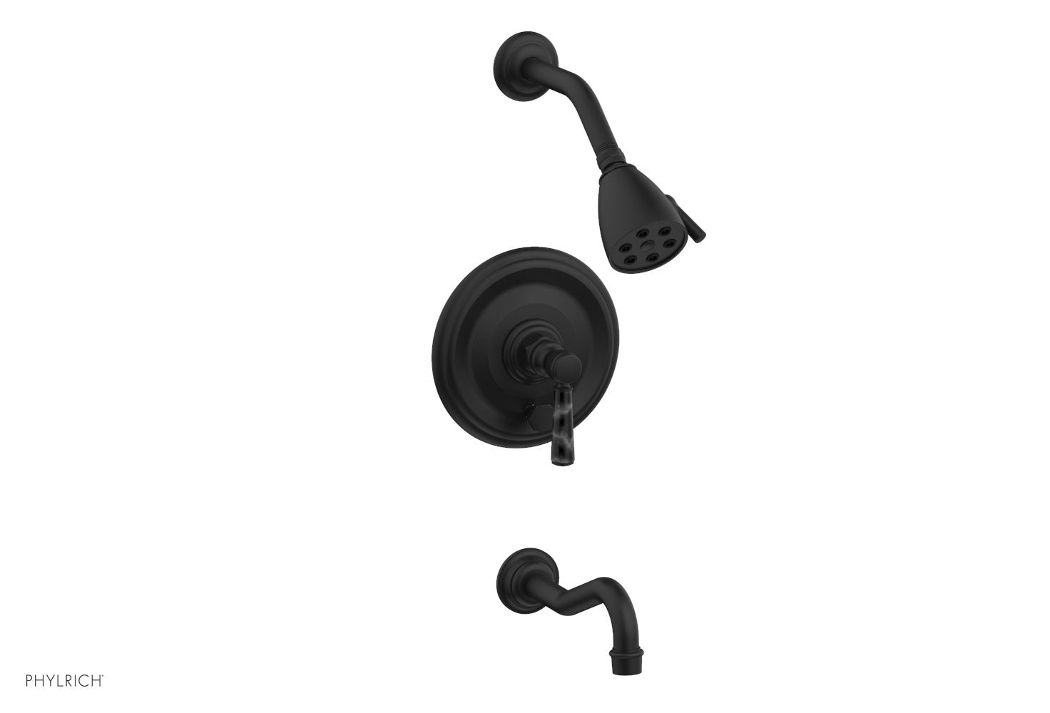 HENRI Pressure Balance Tub and Shower Faucet Set - Black Marble Lever Handle 161 28 - Perfect for Modern Bathroom Renovation and Luxury Spa Experience