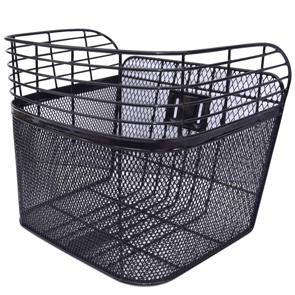 LXLIGHTS Black Bike Basket - 26cmx29cmx28.5cm Metal Mesh Storage Basket for Bicycle & Electric Bike - Durable Wire Net with Spacious Design for Groceries, Fruits, Pets - Perfect for Commuting, Shopping & Outdoor Activities