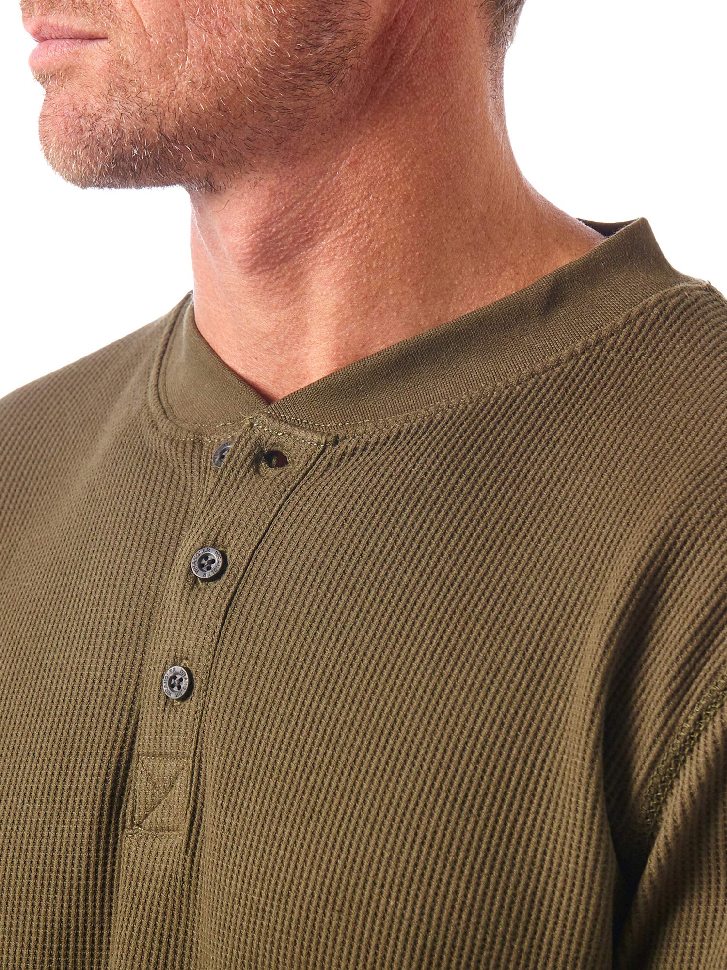 Wrangler Authentics Men's Long Sleeve Waffle Henley Shirt - Soft Cotton Thermal Top for Casual Wear, Outdoor Activities & Layering