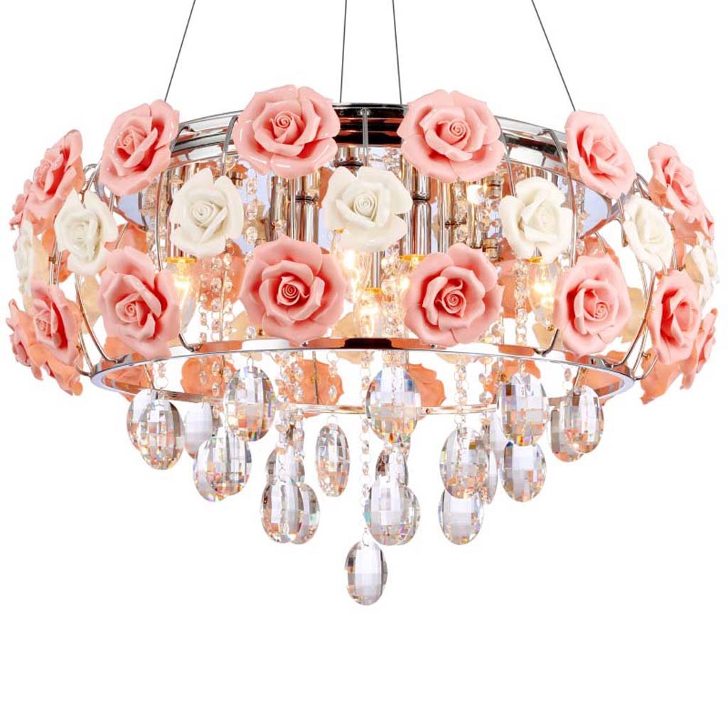 Modern LED Ceiling Lamp - Crystal Chandelier with Garden Flowers Design for Living Room, Bedroom, Restaurant - Romantic Lighting Fixture (45CM, E14 Bulb) - Perfect for Home Decor, Wedding Venues and Cozy Ambiance