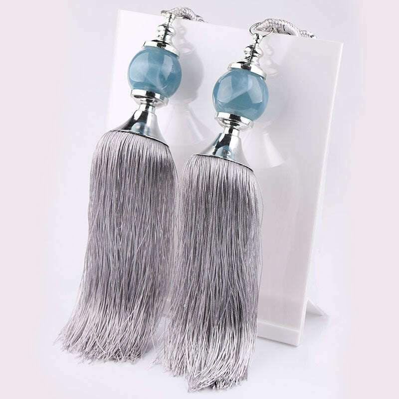 Elegant Kara Poly Jade Ball Tassel Curtain Tieback Holder - Stylish Window Drapes Accessory for Living Room, Bedroom & Home Decor