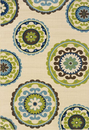 Moretti Crowne Indoor Outdoor Area Rug - Ivory Retro Rectangle 2'3