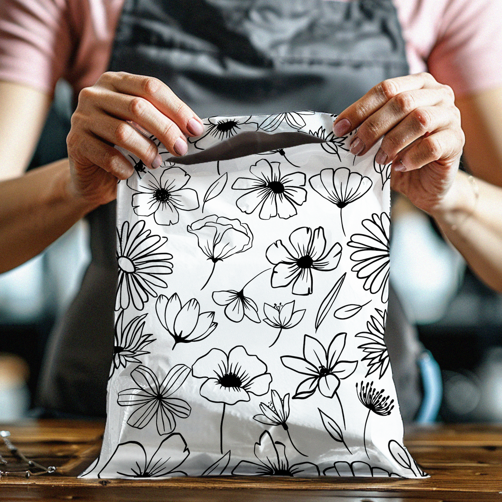 12x15 Inch Black and White Floral Printed Poly Mailers - Premium Shipping Envelopes for Ecommerce, Boutique & Subscription Boxes - Waterproof Mailing Bags for Clothing, Jewelry & Small Business Packaging