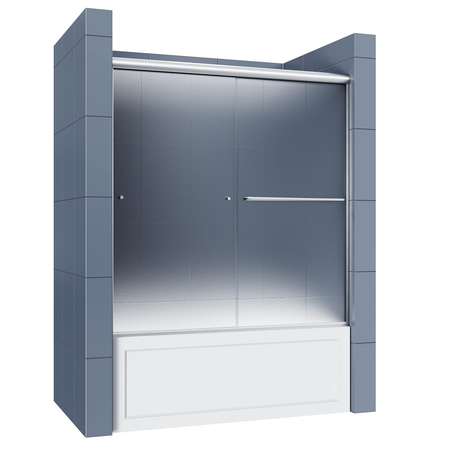 Frosted Glass Double Sliding Shower Door - 60