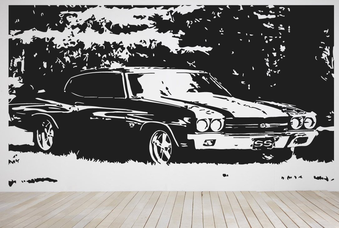 Wall Decal Sticker - Muscle Car Vinyl Art for Room Decor | Fast Vehicle Mural AS261 | Perfect for Bedroom, Living Room & Office Wall Art