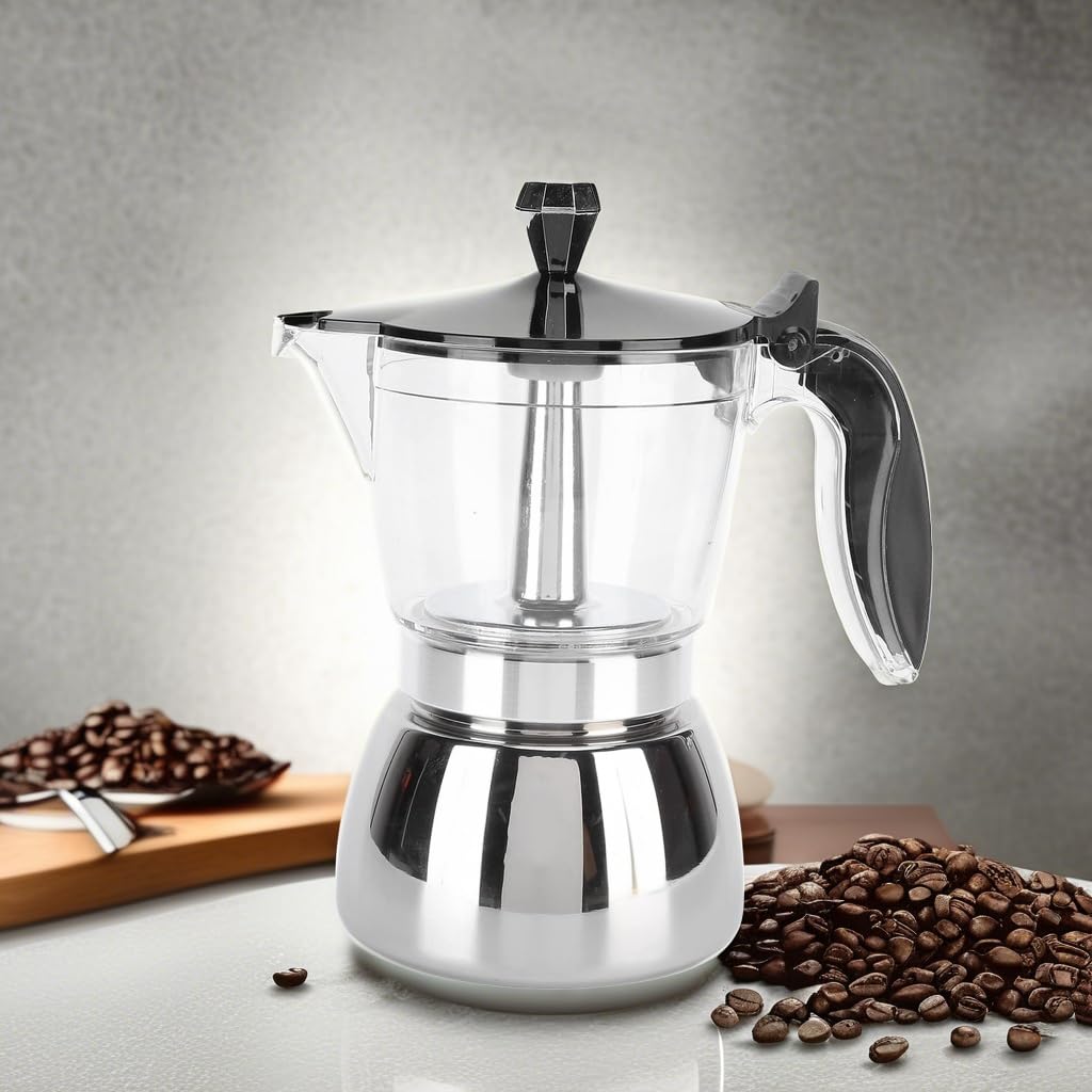 6-Cup Stainless Steel Italian Octagonal Moka Pot - Stovetop Espresso Maker with Ergonomic Handle for Home Brewing | Perfect for Coffee Lovers, Gifts & Camping Trips