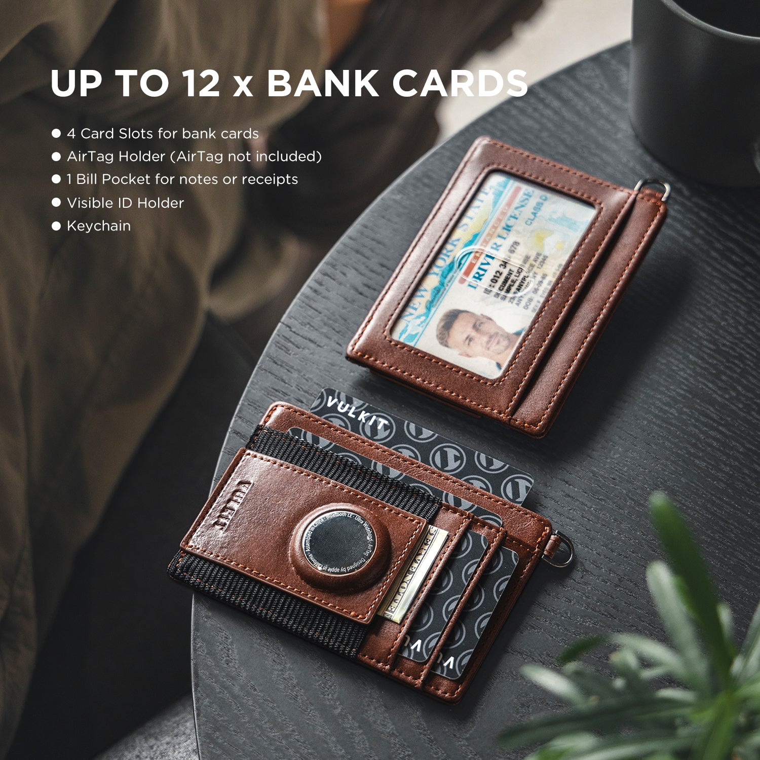 VW111 Slim Vertical RFID Blocking Wallet with D-Ring Buckle & AirTag Slot - Perfect for Travel, Business & Everyday Carry (Men & Women)