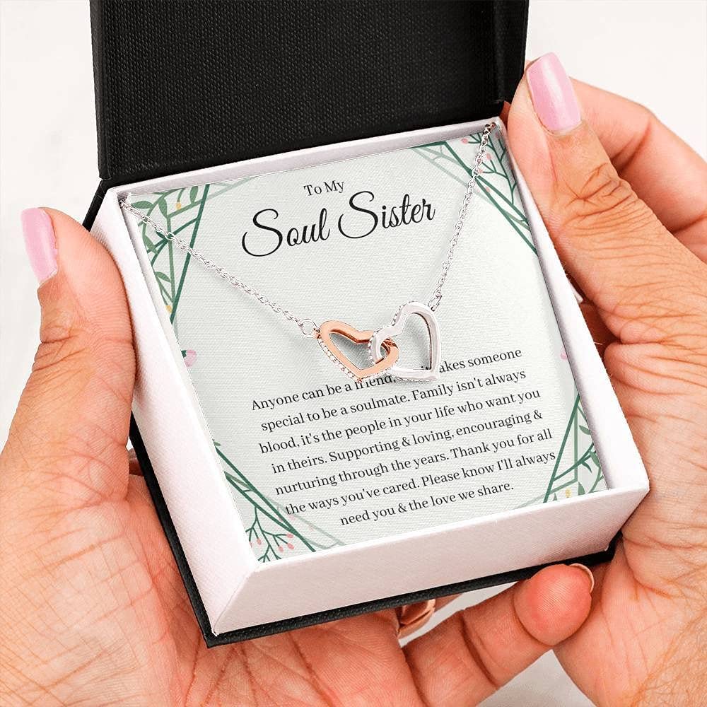 Personalized Interlocking Hearts Necklace - Soul Sister Gift for Sister in Law, Adoptive Sister & Step Sister | Best Friend BFF Jewelry for Birthdays, Anniversaries & Special Occasions