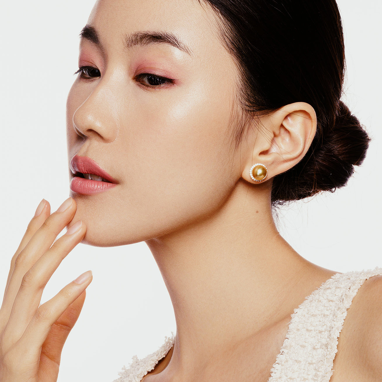 18K Solid Gold South Sea Golden Pearl Earrings KE00226 - Luxury Pearl Jewelry for Women, Elegant Gift for Wedding, Anniversary & Special Occasions