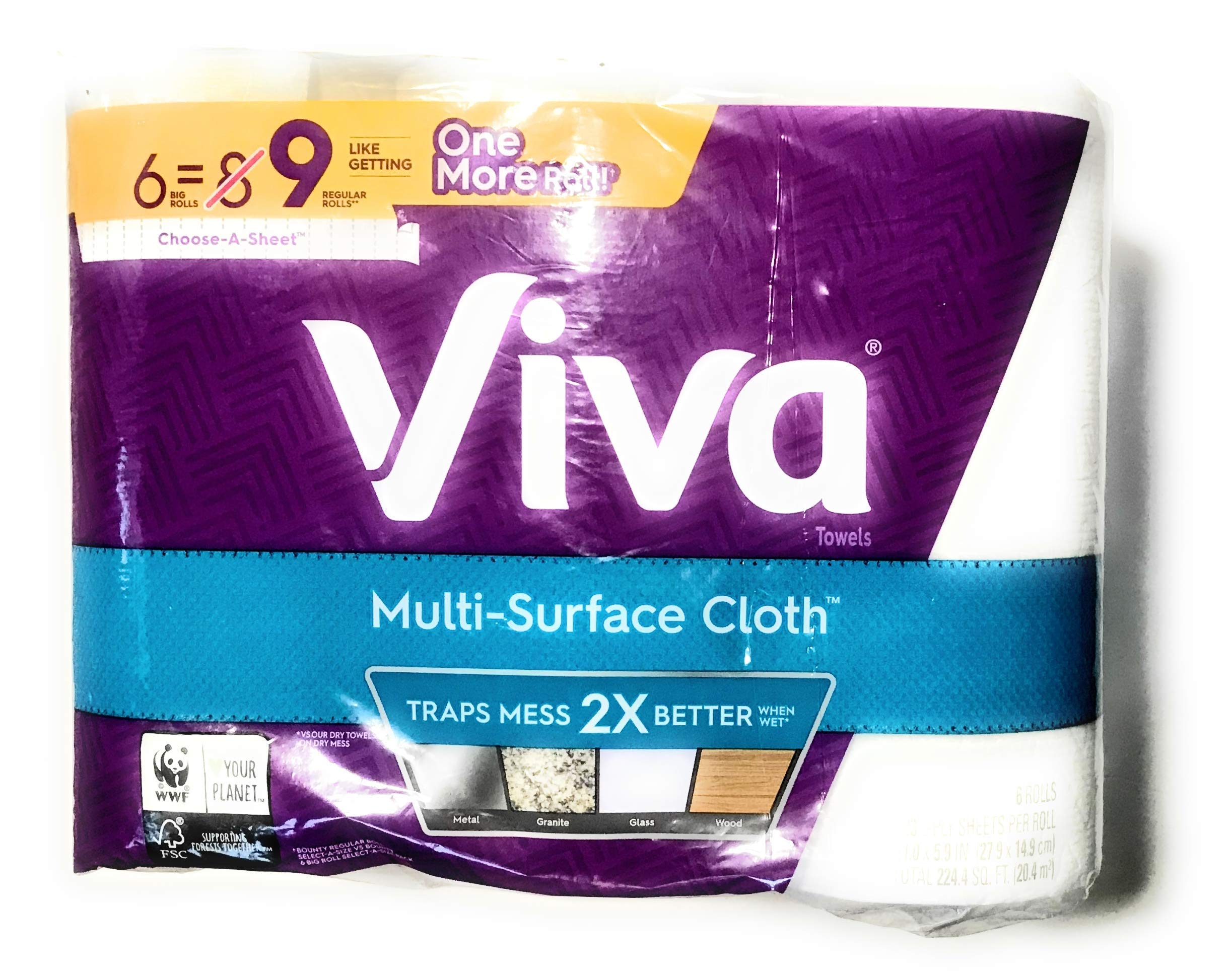 Viva Choose-a-Sheet Paper Towels, 6 Rolls - Ultra Absorbent & Strong Kitchen Towels for Cleaning, Spills & Everyday Use