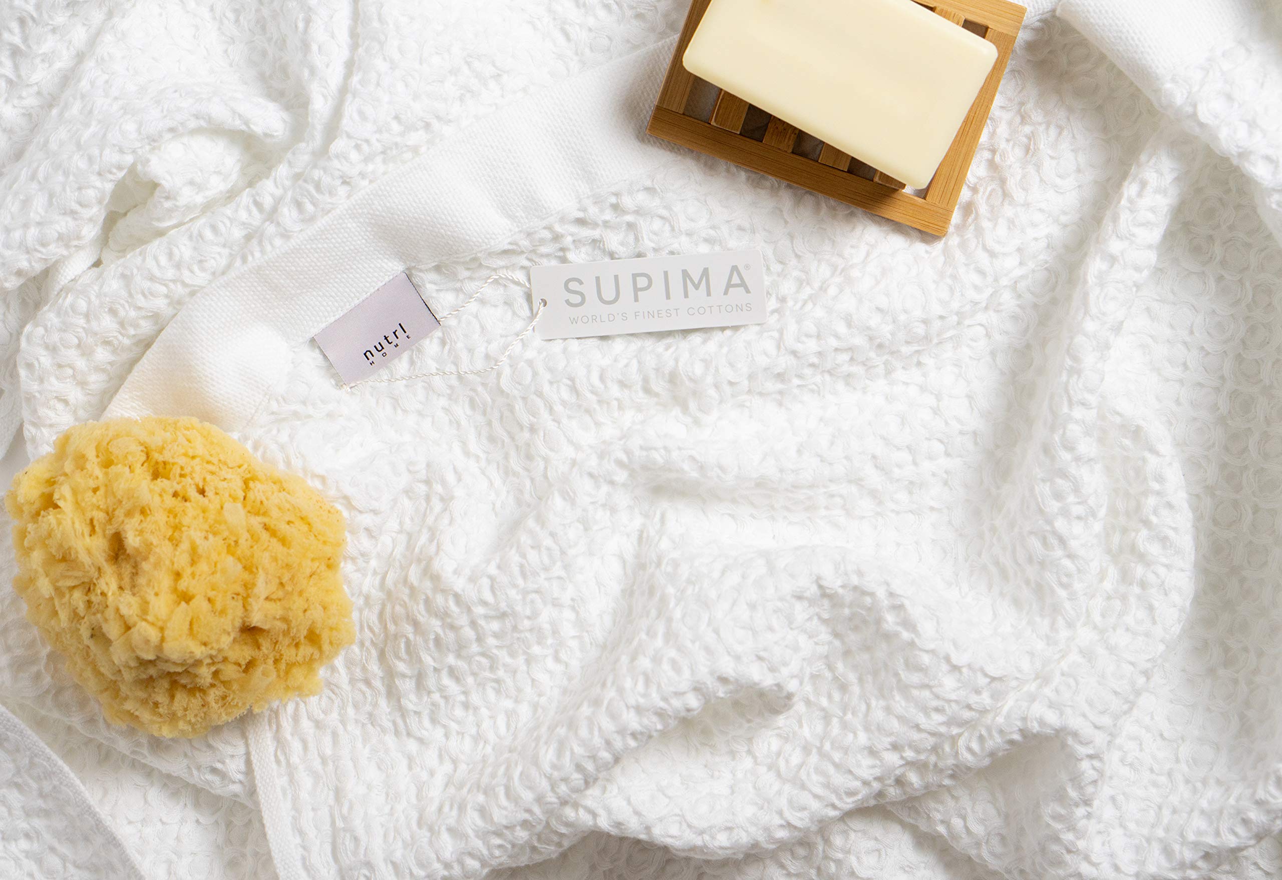 Premium Silver Infused Waffle Weave Towel - 100% USA Grown Supima Cotton, Ultra Absorbent & Quick Drying - Luxury Bath & Spa Towel for Home, Hotel & Gym Use (White)