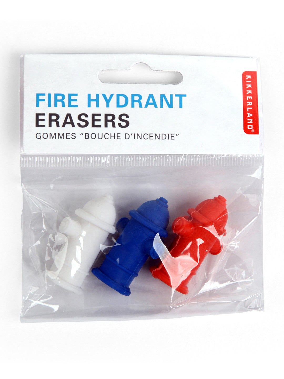 Kikkerland Fire Hydrant Erasers - Set of 3 Fun Novelty Pencil Toppers for School, Office & Art Projects - Cute Desk Accessories for Students & Teachers