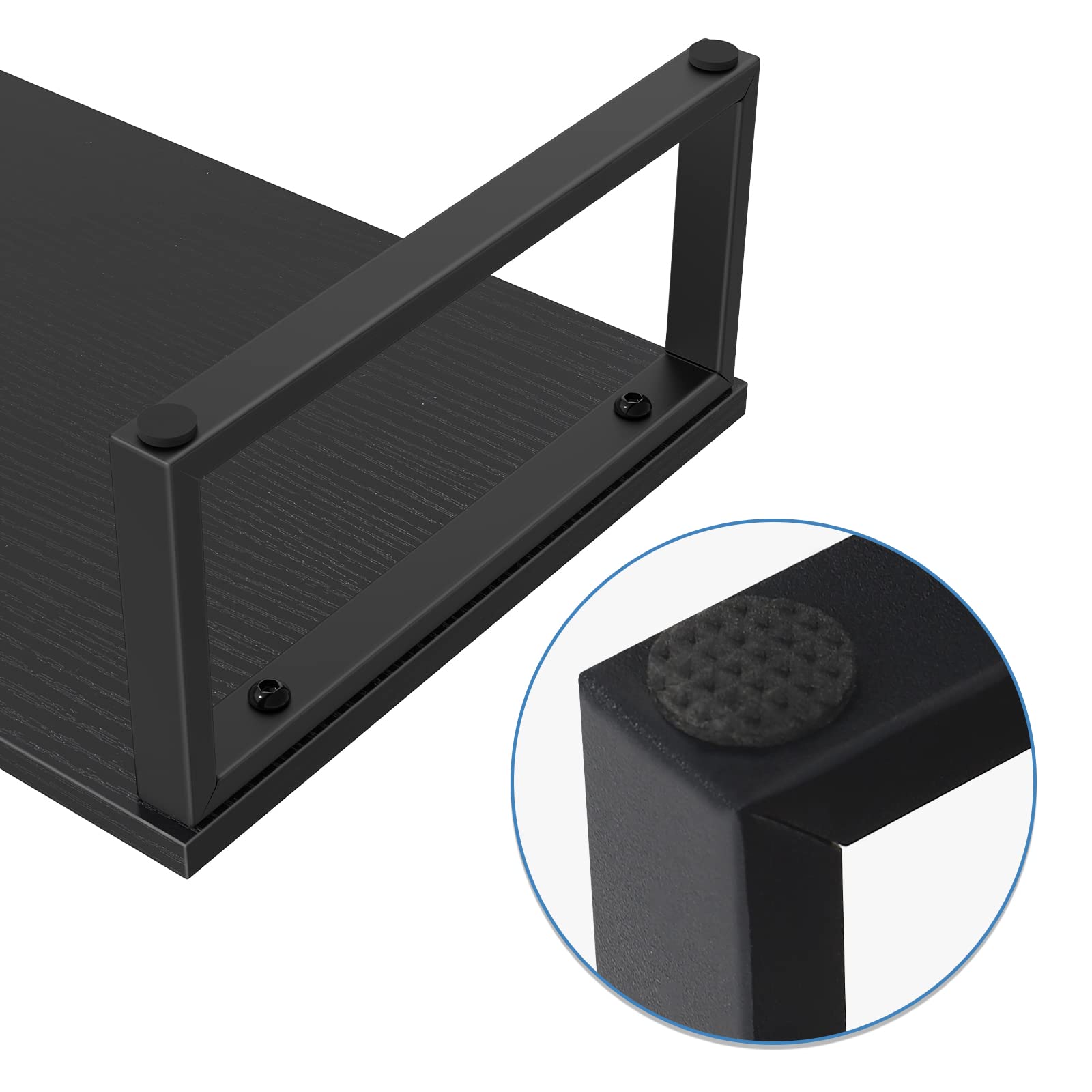 2 Pack Black Wood Monitor Stand Riser with Storage - Adjustable Laptop & Computer Desk Organizer, Desktop Printer Shelf, PC Monitor Lift for Home Office & Gaming Setup