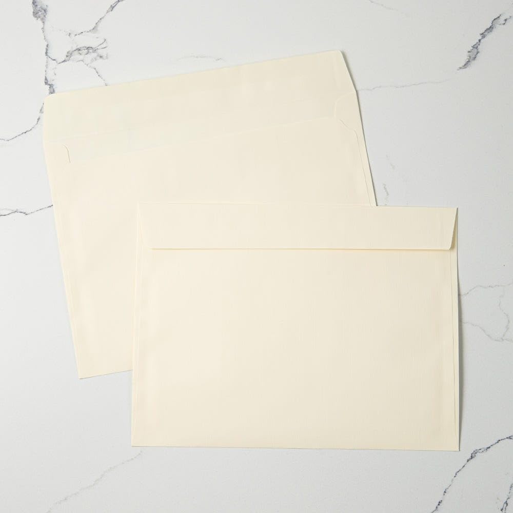 Premium LUXPaper 9 x 12 Booklet Envelopes - Natural Linen Texture, 80lb Text Weight (Pack of 250) | Perfect for Wedding Invitations, Business Mailers & Stationery Packaging