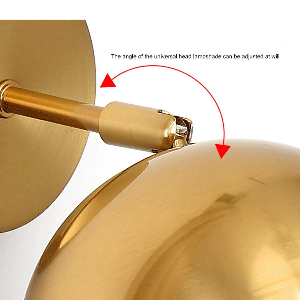 Golden Adjustable Wall Sconce Light Fixture - Modern E27 Wall Lamp for Bedroom, Living Room & Study - Dimmable Reading Light & Night Light for Bedside, Children's Room & Home Decor