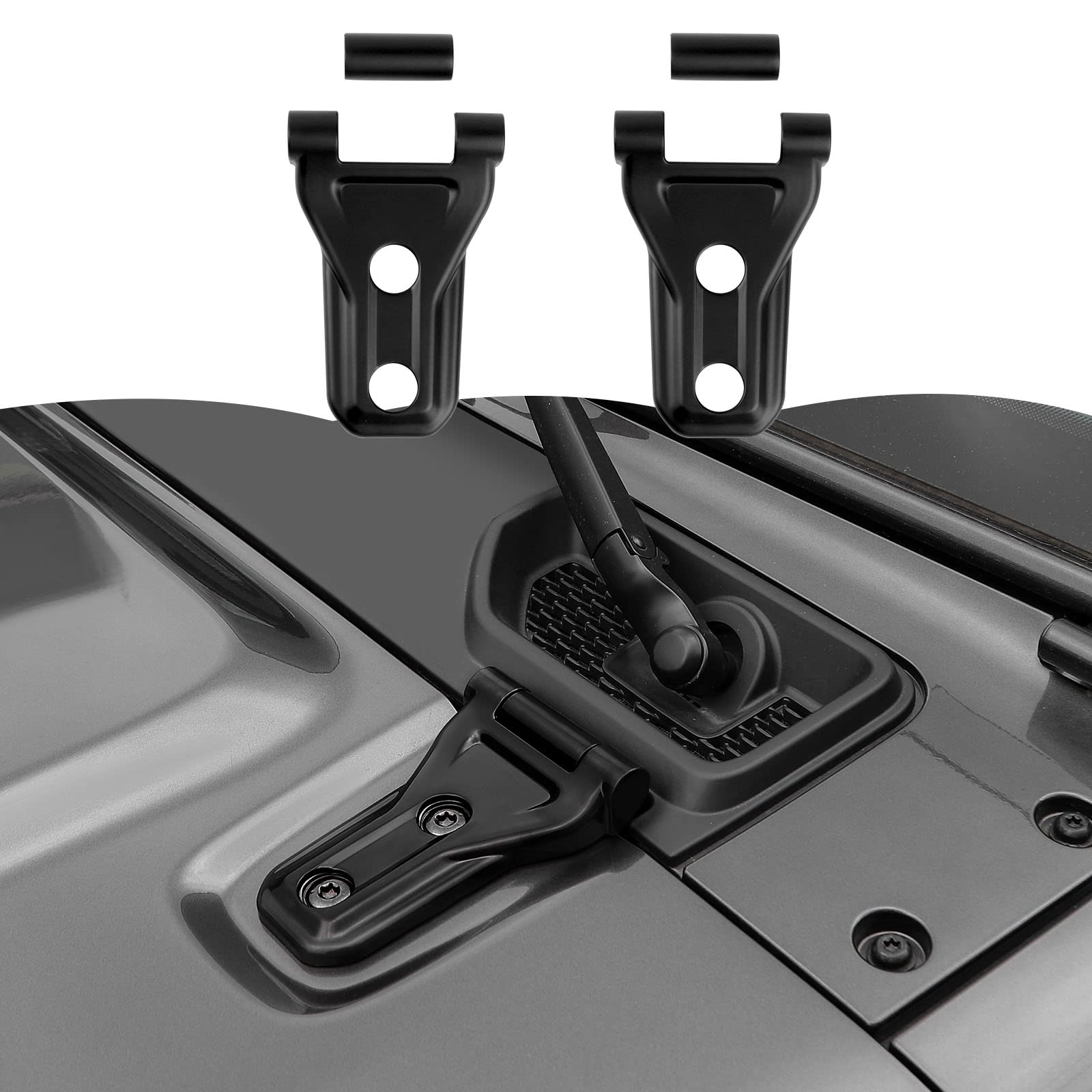 Jeep Wrangler JL JLU & Gladiator JT Hood Hinge Cover (2018-2023) - Matte Black Exterior Accessory Kit | Durable Protection & Stylish Upgrade for Off-Road Adventures & Daily Driving