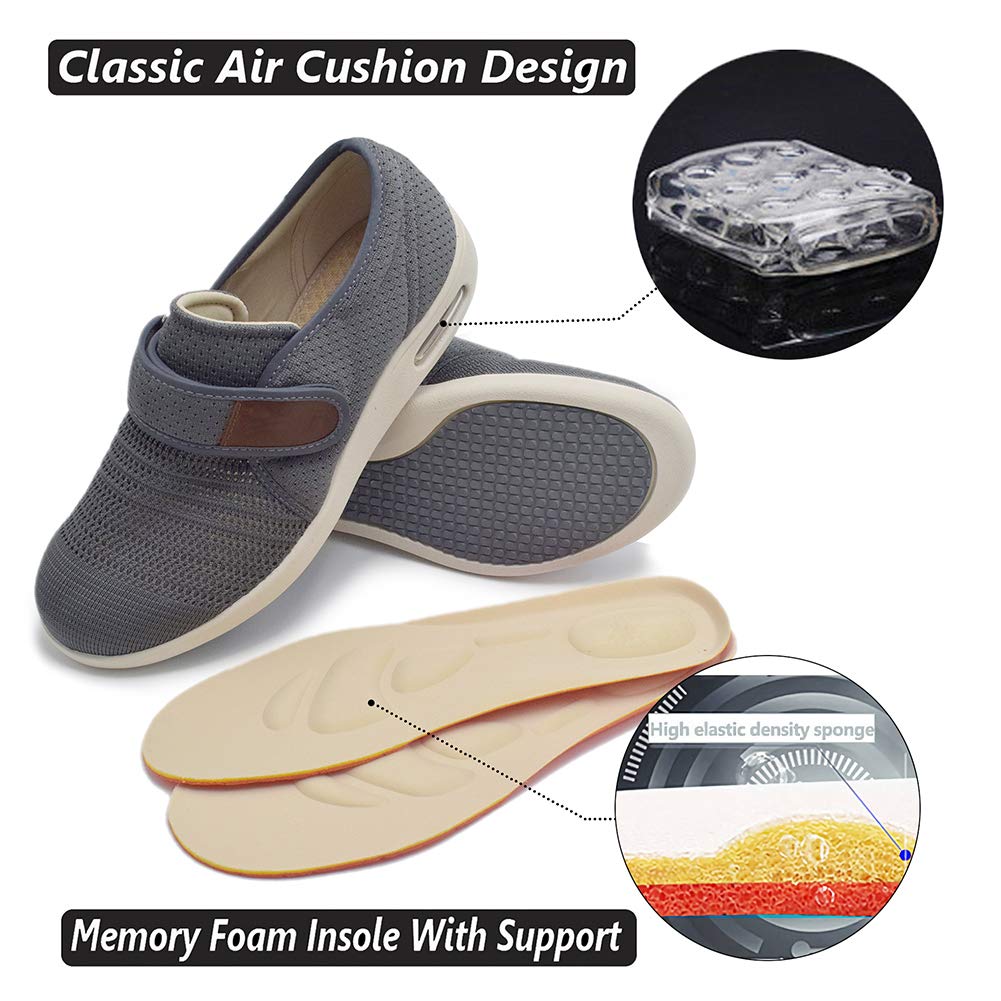 W&LESVAGO Men's Diabetic Shoes with Adjustable Closures - Lightweight Non-Slip Wide Width Walking Shoes for Elderly, Edema, Plantar Fasciitis & Arthritis - Comfortable Footwear for Swollen Feet - Ideal for Daily Walking, Nursing & Pain Relief