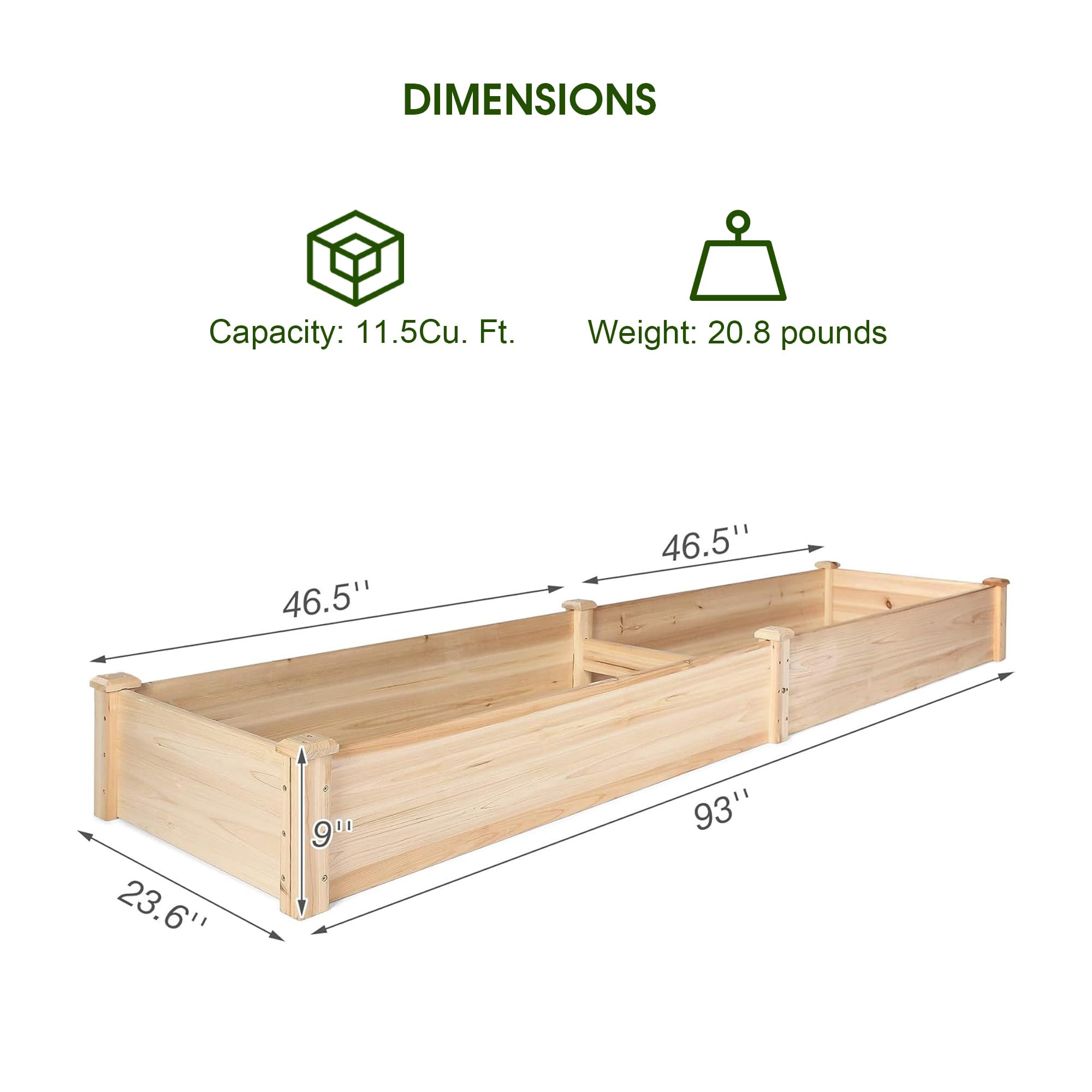 8x2 ft Wooden Raised Garden Bed Kit - Outdoor Elevated Planter Box for Vegetables, Flowers & Herbs | Perfect for Patio, Balcony, Backyard Gardening & Urban Farming