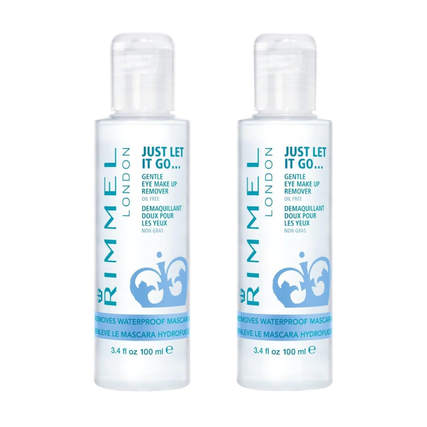 Rimmel Just Let It Go Gentle Eye Makeup Remover - 3.4 Fl Oz (100ml) - 2 Pack - Oil-Free & Hypoallergenic Formula for Sensitive Eyes - Perfect for Daily Makeup Removal & Travel