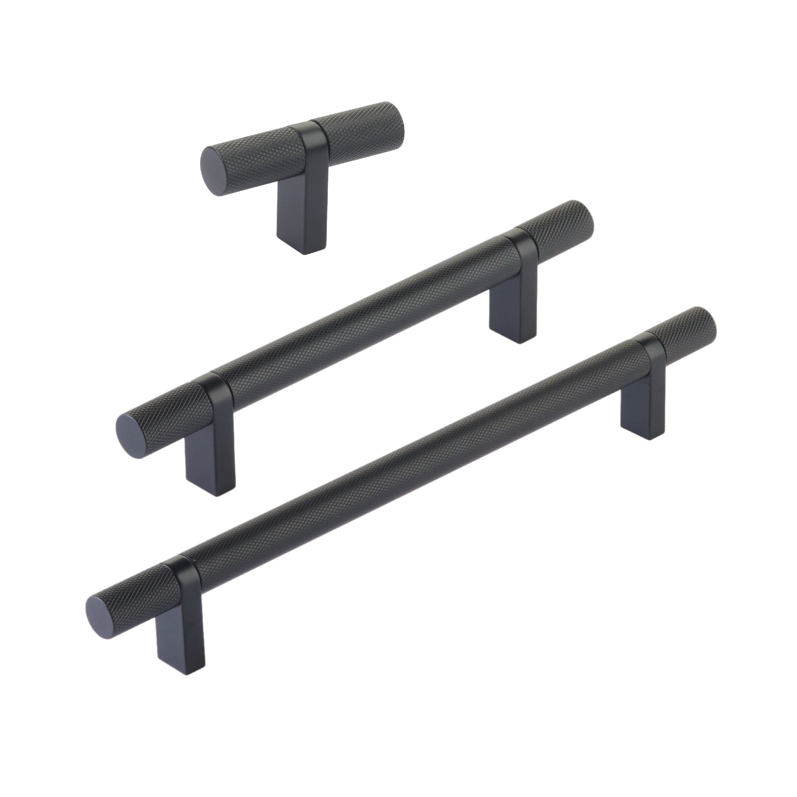 Premium Knurled Select T-Bar Cabinet Knobs & Drawer Pulls - Matte Black Finish for Kitchen, Bathroom & Furniture Upgrade