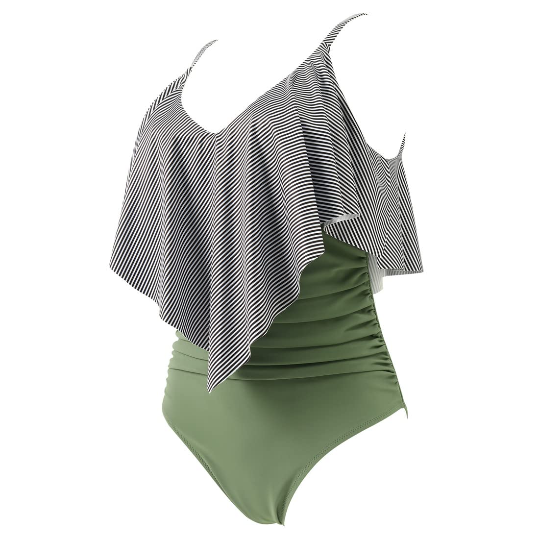 SUUKSESS Women's Slimming One Piece Swimsuit - Ruffle Design & Ruched Tummy Control Bathing Suit for Beach, Pool & Vacation | Plus Size Swimwear for Women