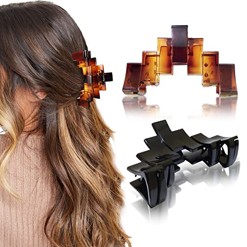 Siansh 2 Pack Large Non-Slip Hair Claw Clips for Women - Strong Hold Ponytail Hair Clips for Thin & Thick Hair - Perfect for Work, Gym, and Everyday Styling (Combo of 2)