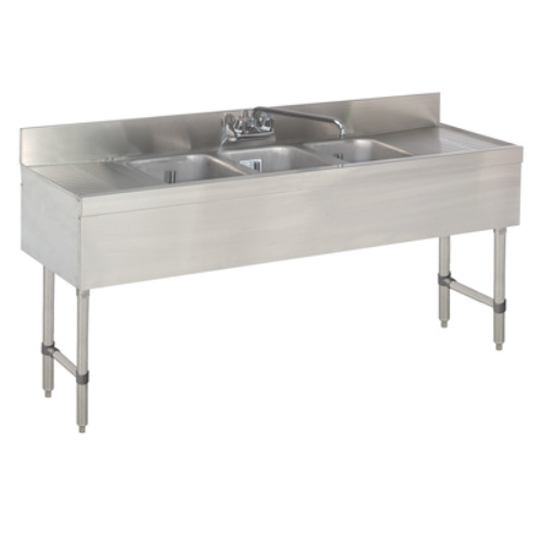 Advance Tabco SLB63C Commercial 3-Compartment Bar Sink 72-Inch Wide Stainless Steel for Restaurant Kitchen Bar Prep & Dishwashing