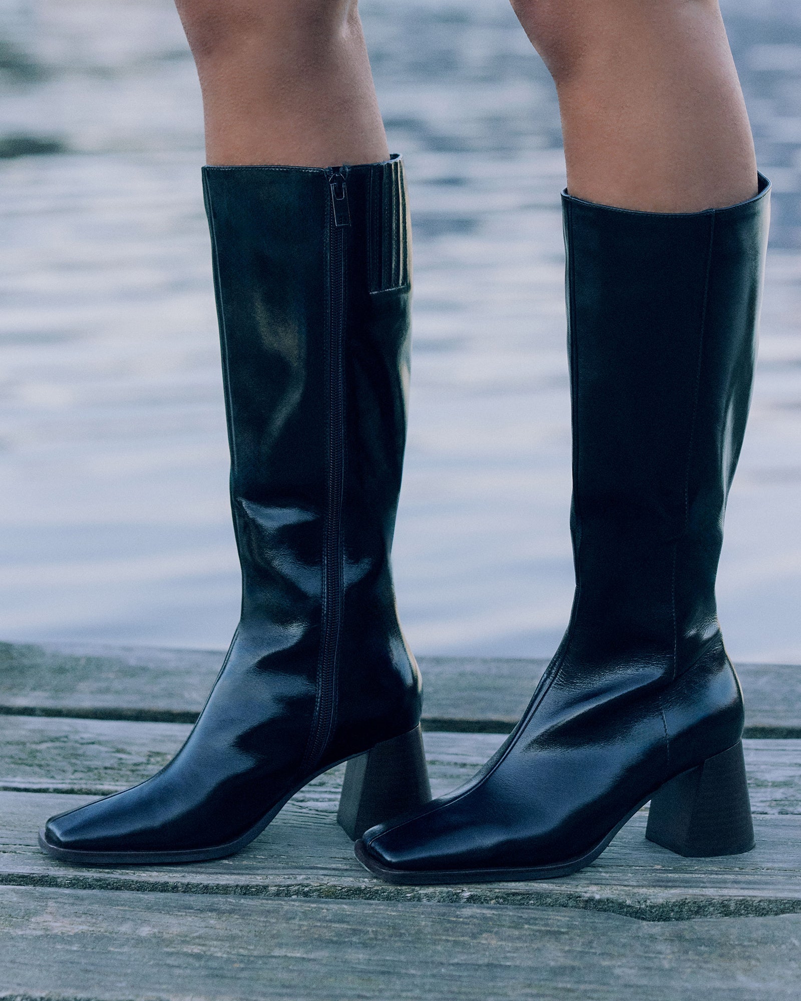 ELIAS Knee High Boots for Women - Black Genuine Leather - Stylish & Comfortable for Fall, Winter, and Party Wear