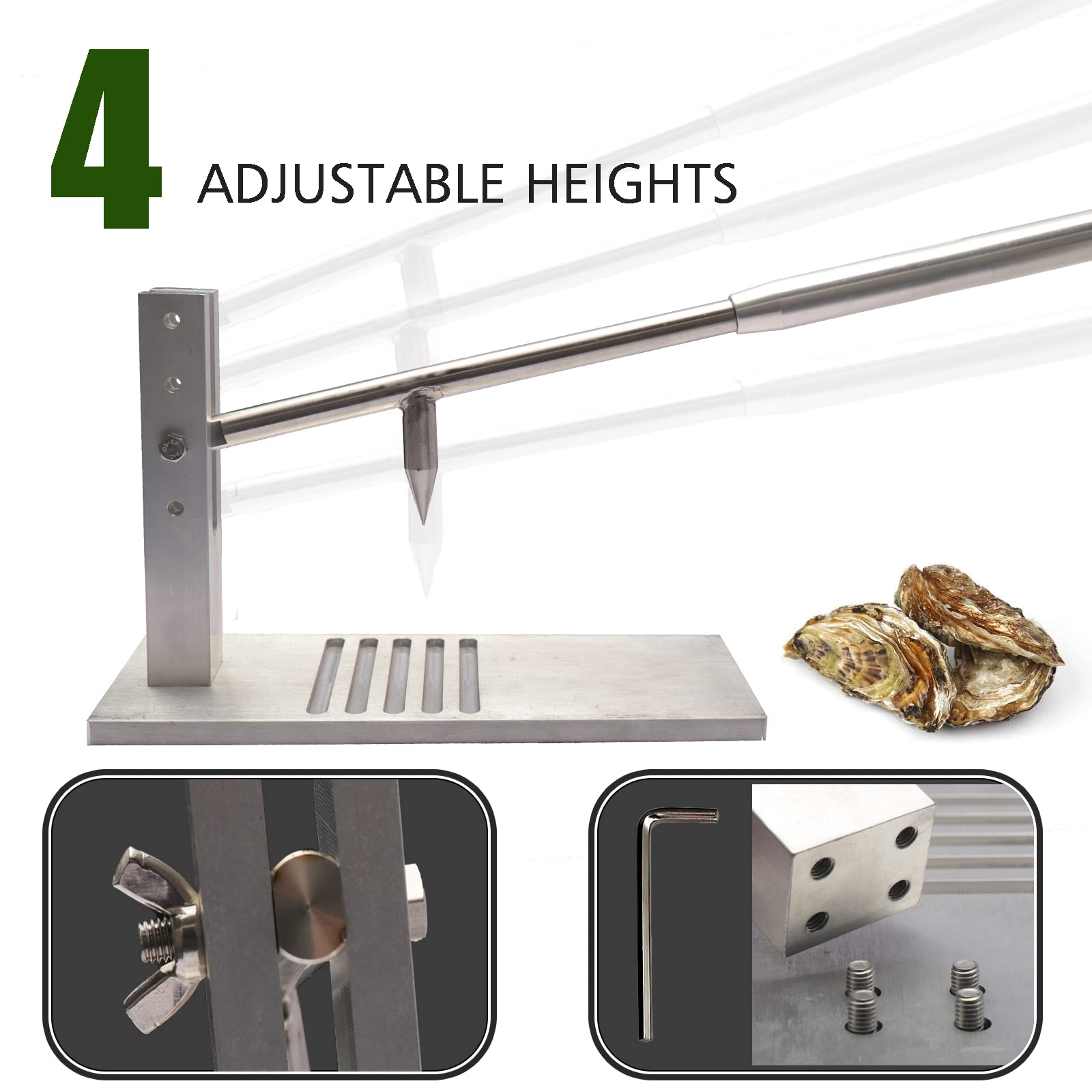Premium Oyster Shucker Tool Set - Adjustable 304 Stainless Steel Oyster & Clam Opener with Knives, Gloves & G-Clip for Grilling | Perfect for Seafood Lovers, Beach Parties & Outdoor BBQs