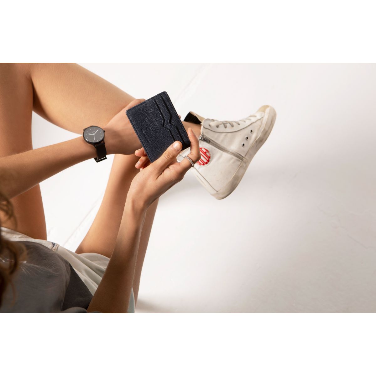 STATUS ANXIETY Together For Now Genuine Leather Card Holder - Slim RFID Blocking Wallet for Men & Women | Perfect for Everyday Use, Travel, and Minimalist Lifestyle