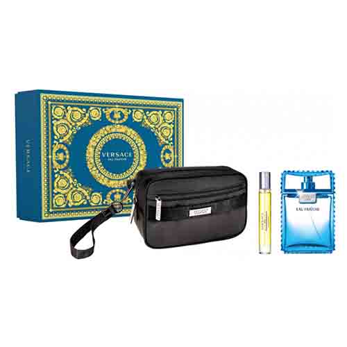 Versace Fraiche 3-Piece Men's Cologne Gift Set - Eau De Toilette, After Shave & Body Wash - Perfect for Birthday, Anniversary & Valentine's Day Gifts