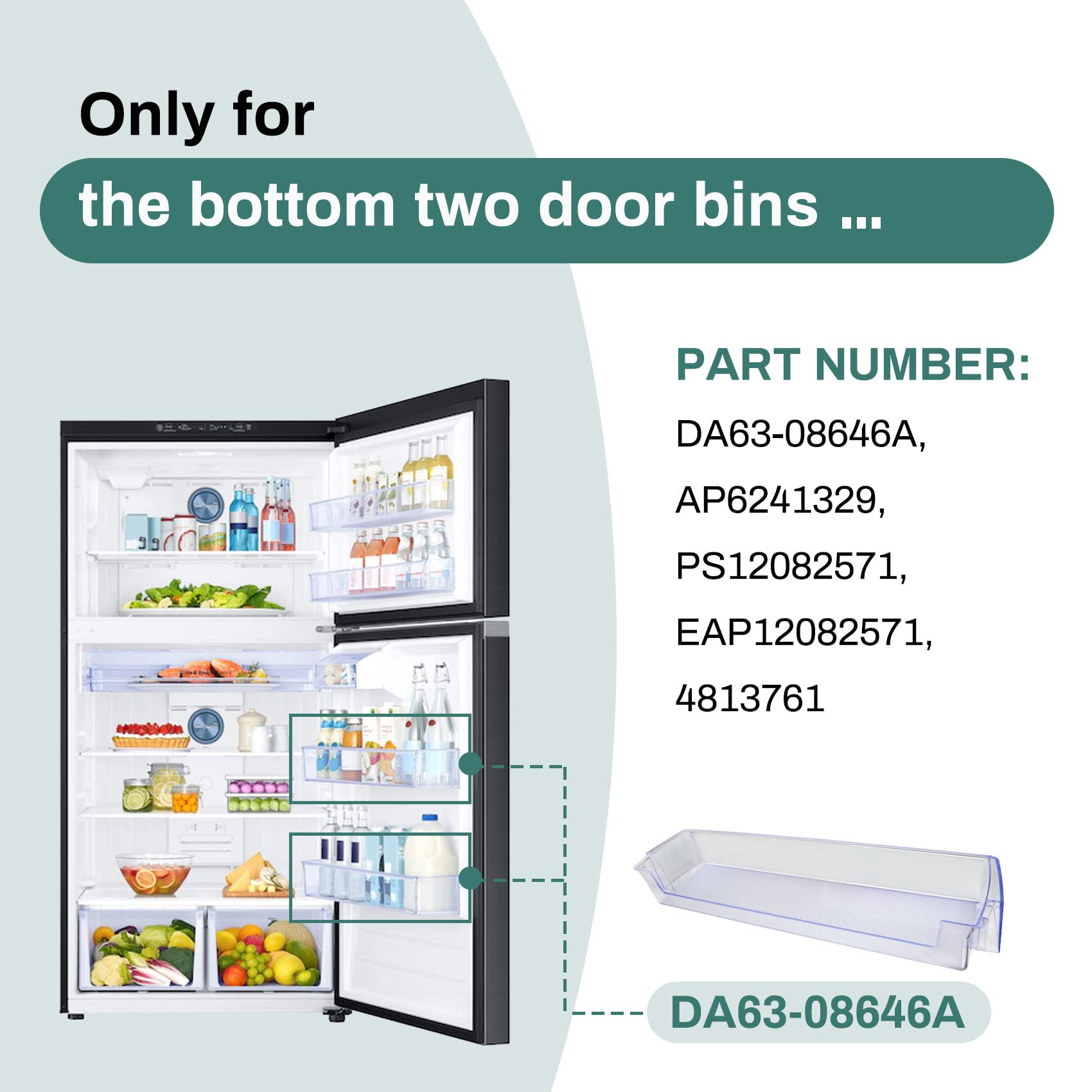 Samsung Refrigerator Door Bin Replacement - 28 Inch RT21M6213SR Door Shelf DA63-08646A Compatible with Samsung Fridge Models RT21M6215SR RT21M6215WW RT21M6213SG RT21M6213WW - Perfect for Kitchen Organization & Food Storage