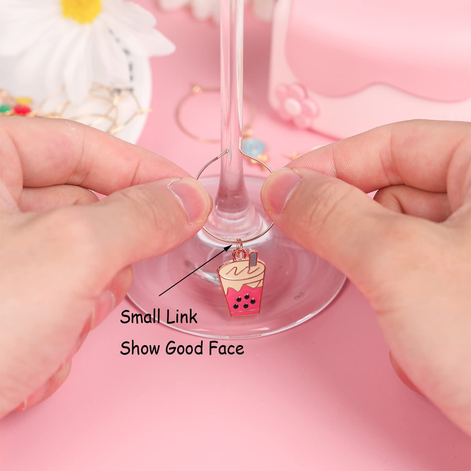 Funny Baby Shower Wine Glass Charms Set of 18 - Stemware Drink Markers & Party Decorations for Weddings, Bridal Showers & Celebrations - Unique Wine Glass Identifiers for Guests